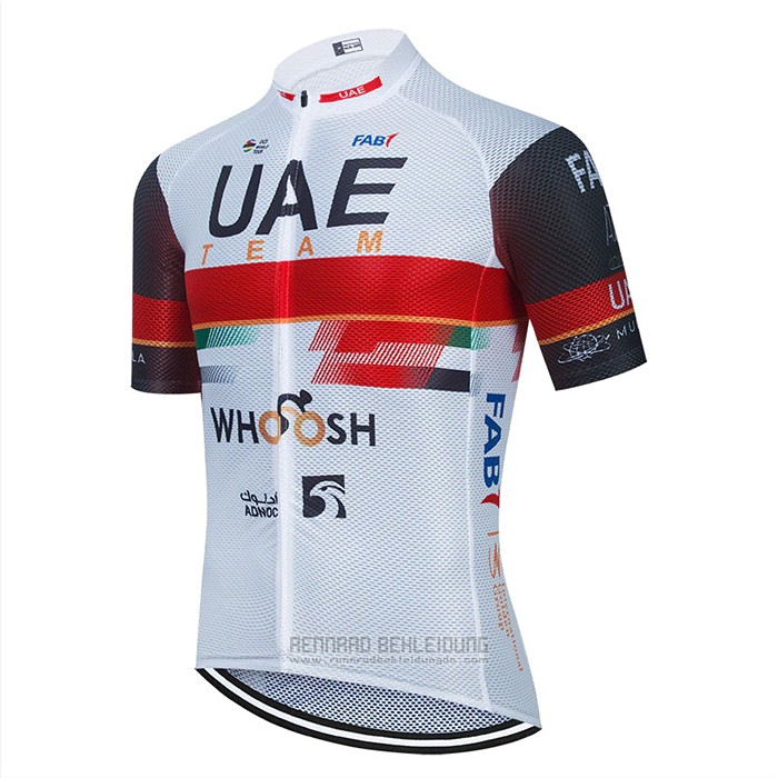 2021 Fahrradbekleidung UAE Wei Trikot Kurzarm und Tragerhose